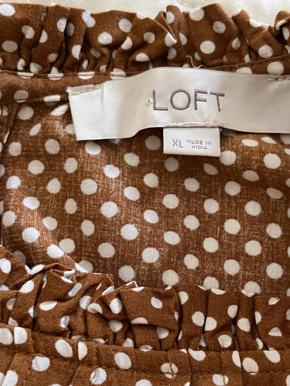 LOFT Brown Polka Dot Long-Sleeve Blouse - Picture 9 of 9